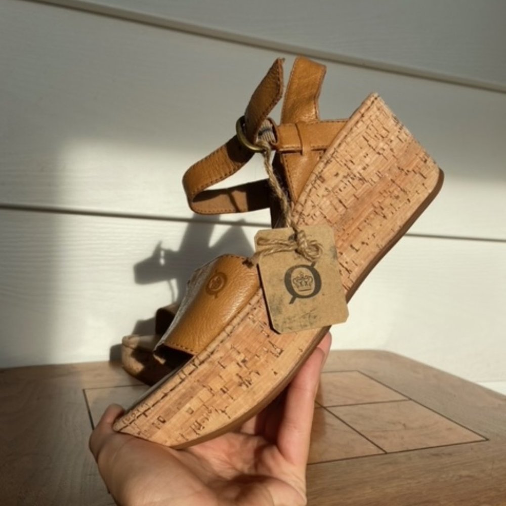 BORN MALDIVES PLATFORM SANDAL TAN LEATHER